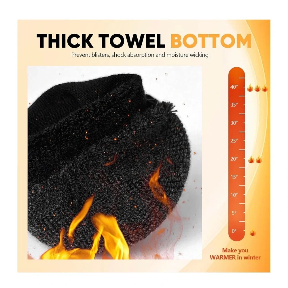 Cotton Crew Socks Work HikingThermal Warm Boot Sock‎ Cushioned Moisture Athletic